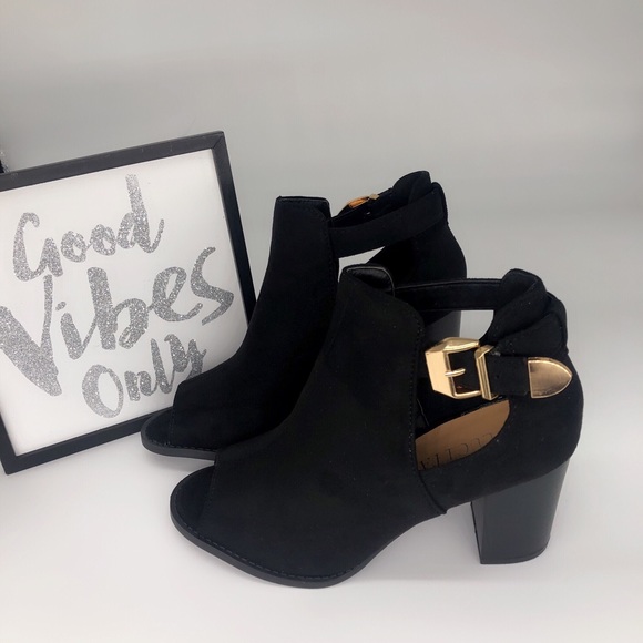 Black Peep toe Bootie Block Heel - Picture 5 of 5